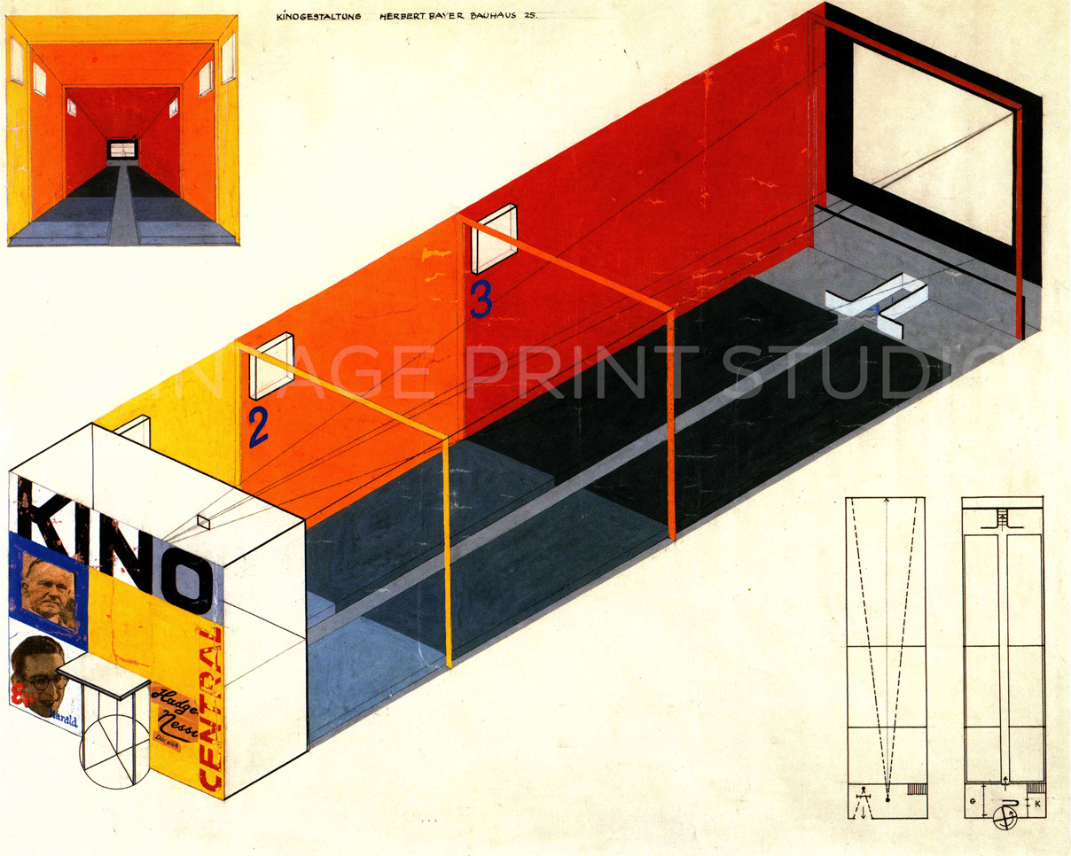 Bauhaus Design for Cinema 1925 Vintage Theater Design Giclee Canvas Print 20×16