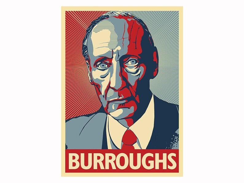 WILLIAM S. BURROUGHS ART PRINT LARGE 14″ x 21″ SIZE BEAT GENERATION NAKED LUNCH