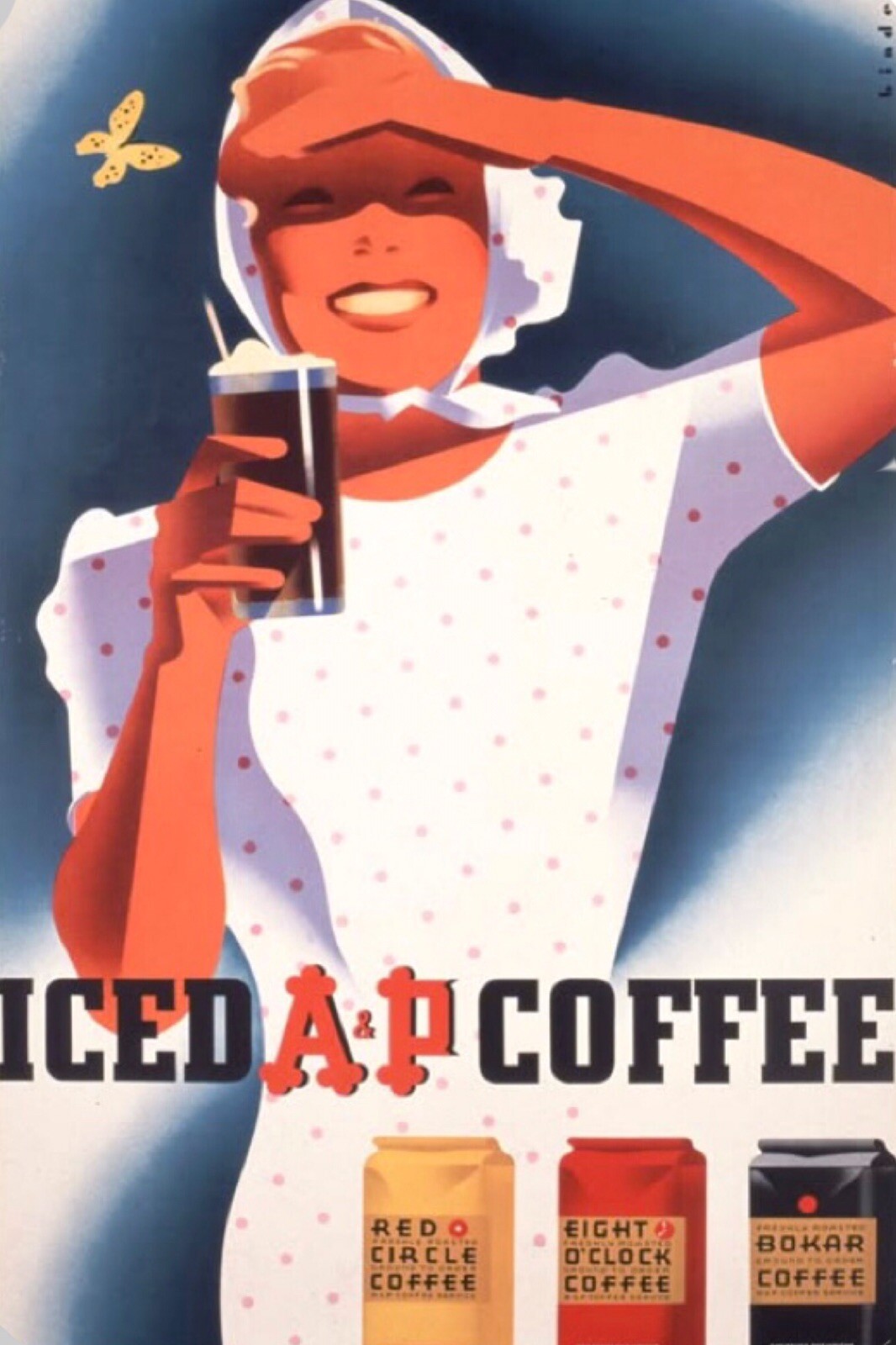 A & P Coffee Creative Ice Coffee Theme Art Deco Poster Giclée New UV Print Rare