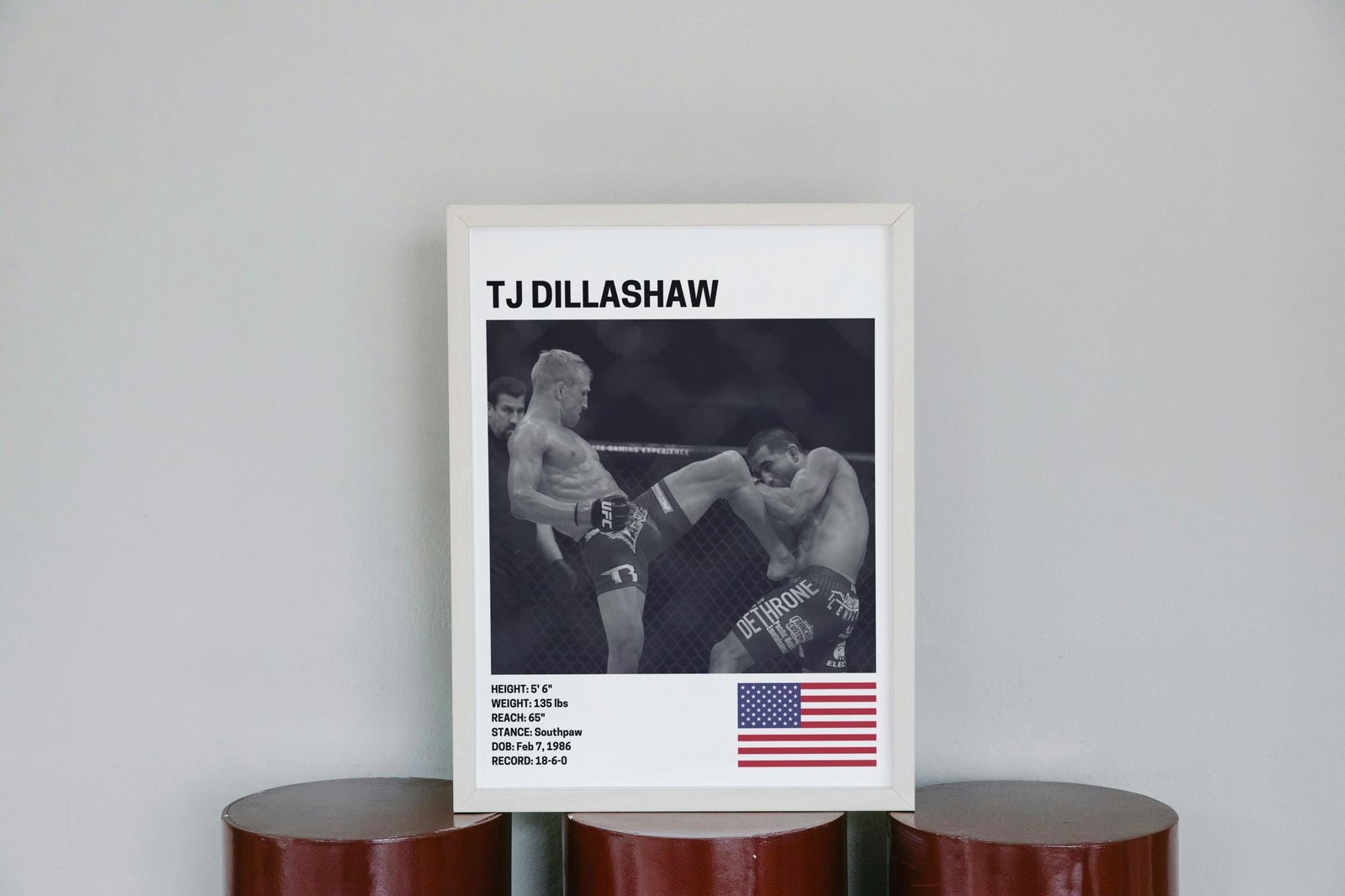 TJ Dillashaw Poster, MMA Posters, Mixed Martial Arts Prints, UFC Art Decor