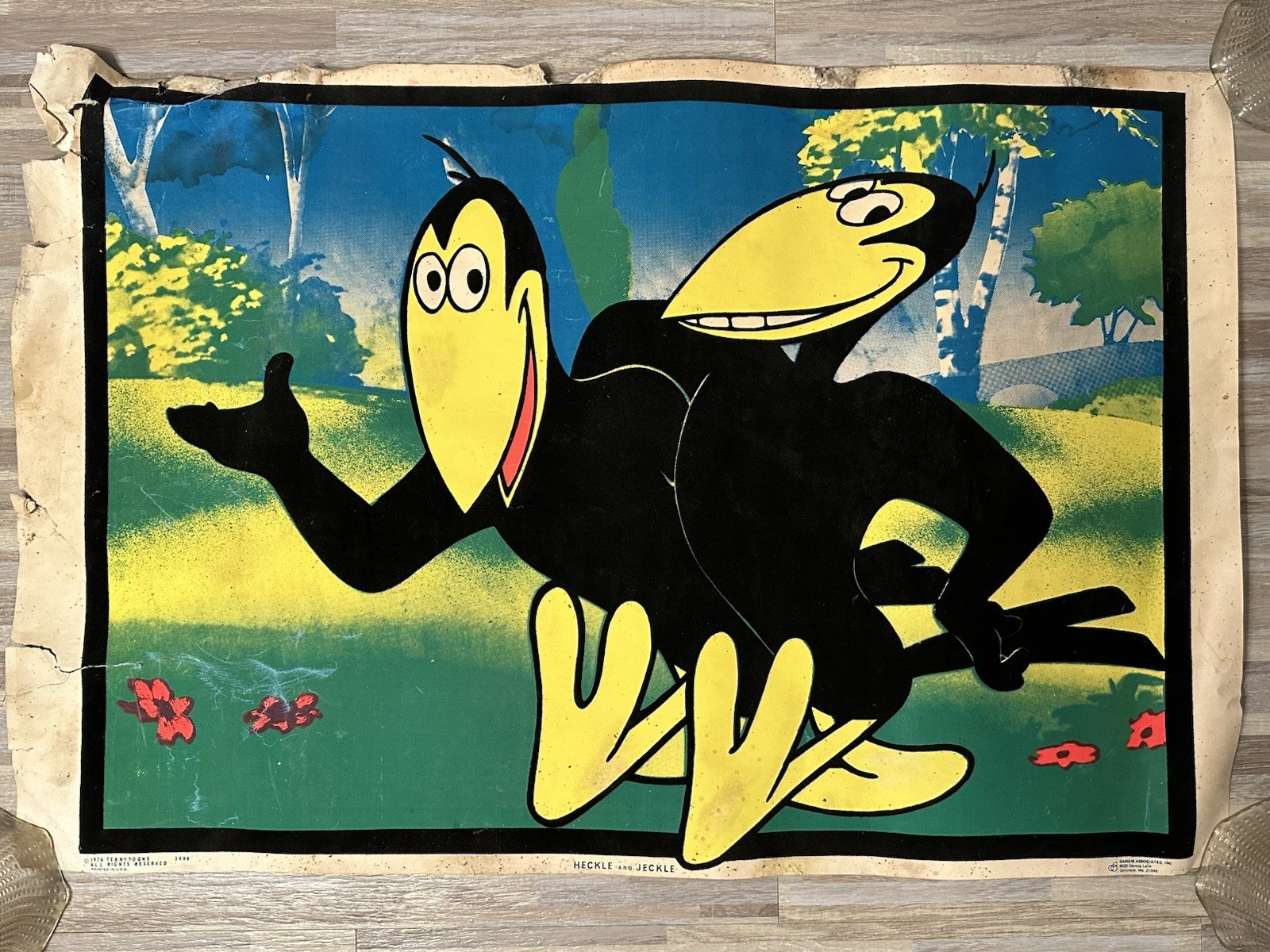 Heckle & Jeckle Blacklight Poster 1976 Terrytoons Dargis Associates