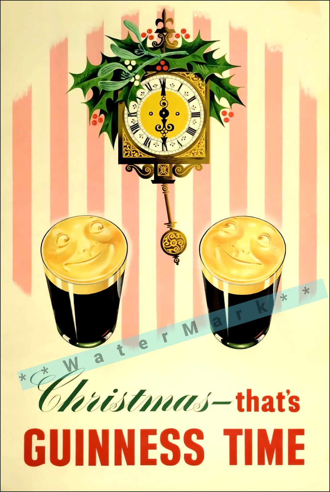 That’s Guinness Time Christmas Vintage Poster Print Retro Style Drinks Art