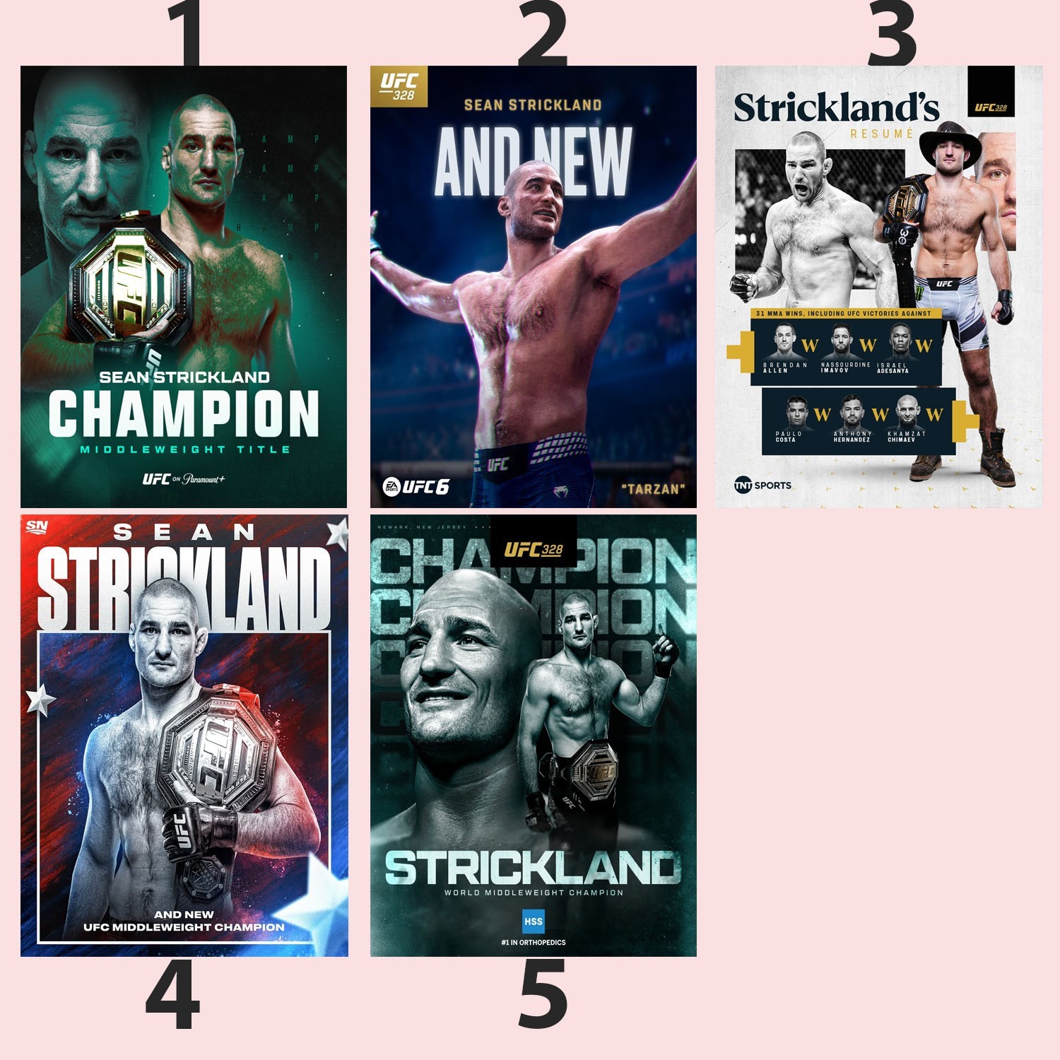 Sean Strickland UFC Champion MMA Sports Poster Fight Wall Art