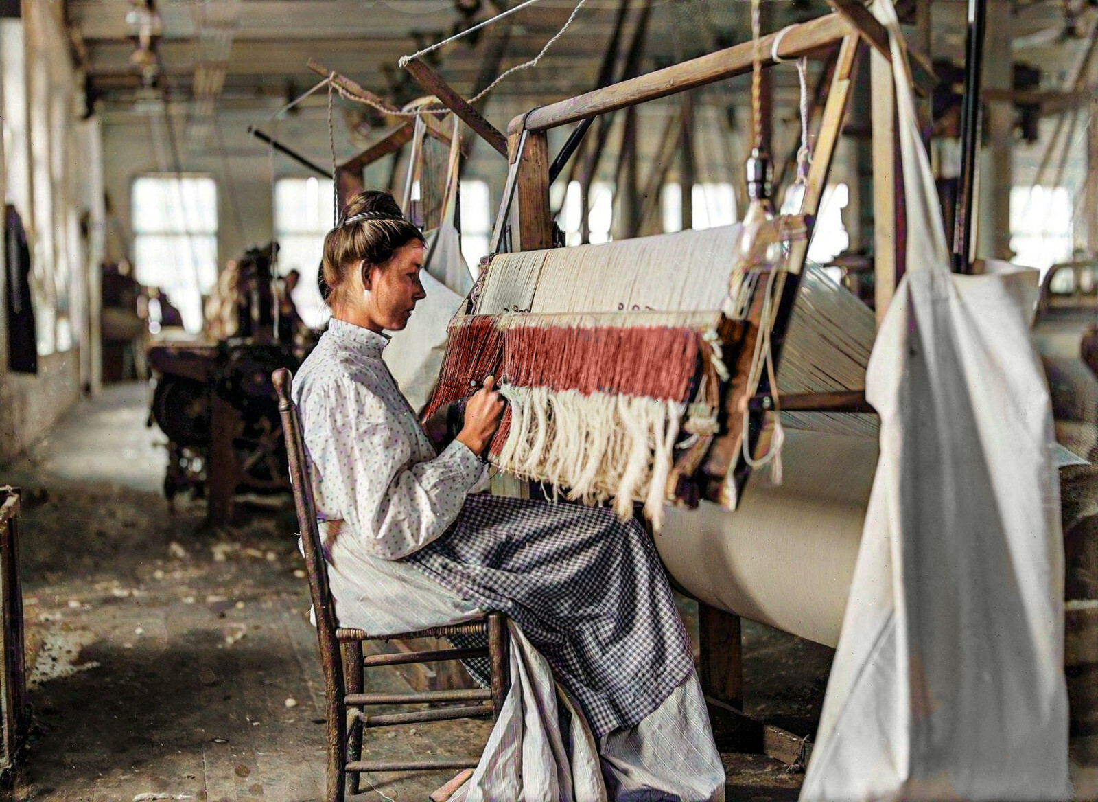 1908. Woman at beam warper. Cherryville, North Carolina 14 x 11″ Photo Print