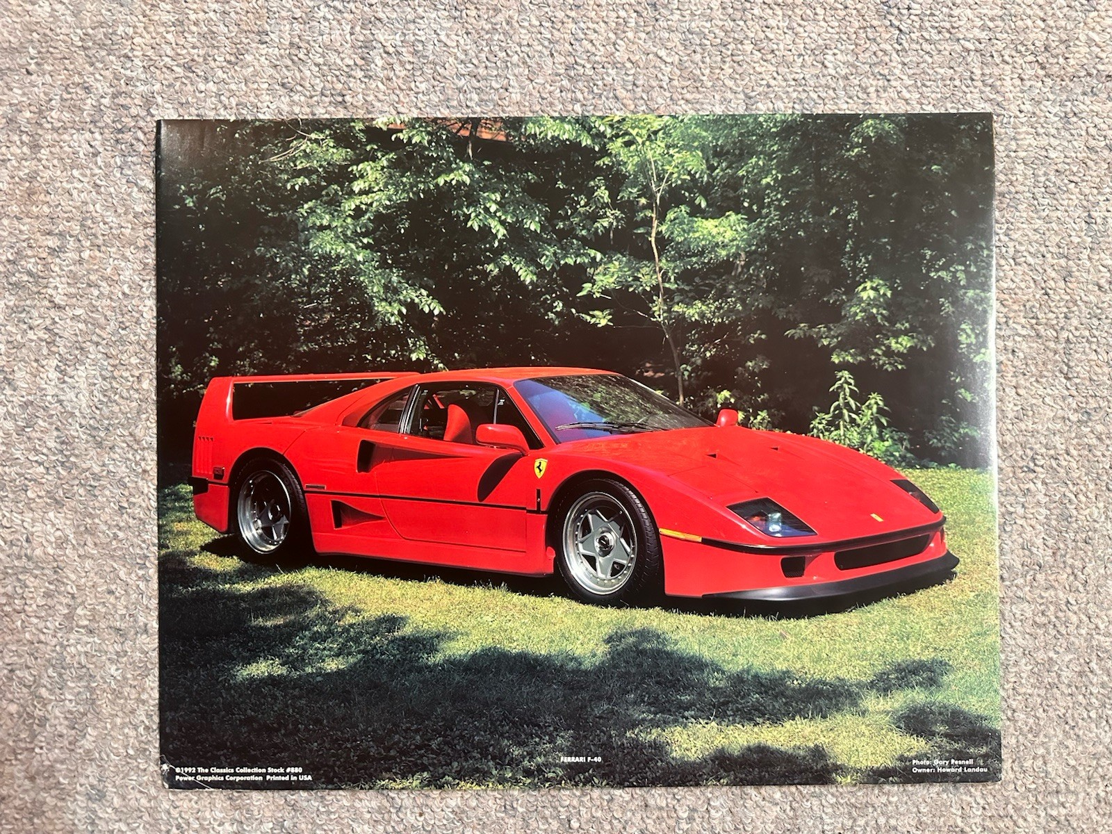 Power Graphics Ferrari F-40 16″x20″ Poster #880 1992 RARE / READ