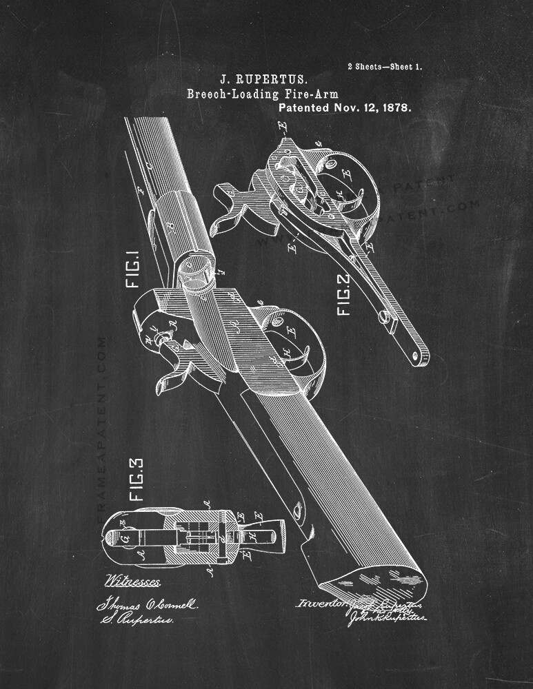 Breech-Loading Firearm Patent Print Chalkboard