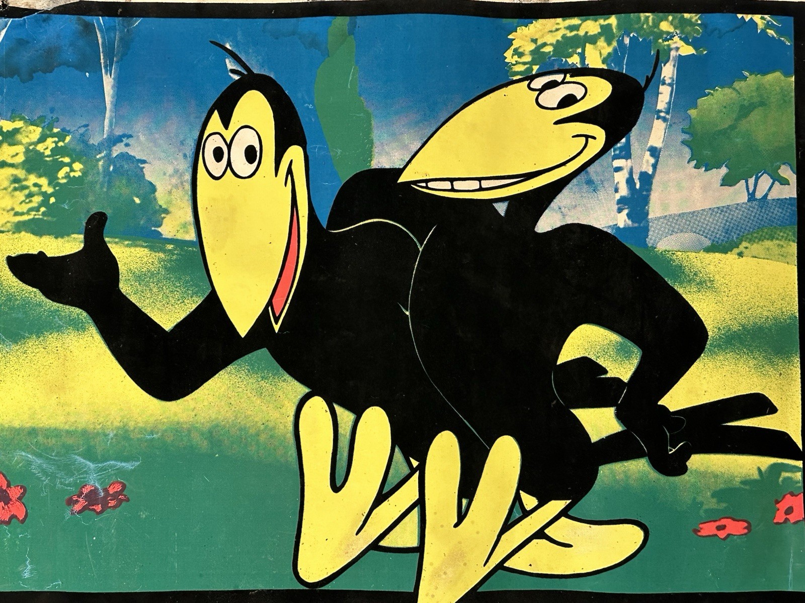 Heckle & Jeckle Blacklight Poster 1976 Terrytoons Dargis Associates