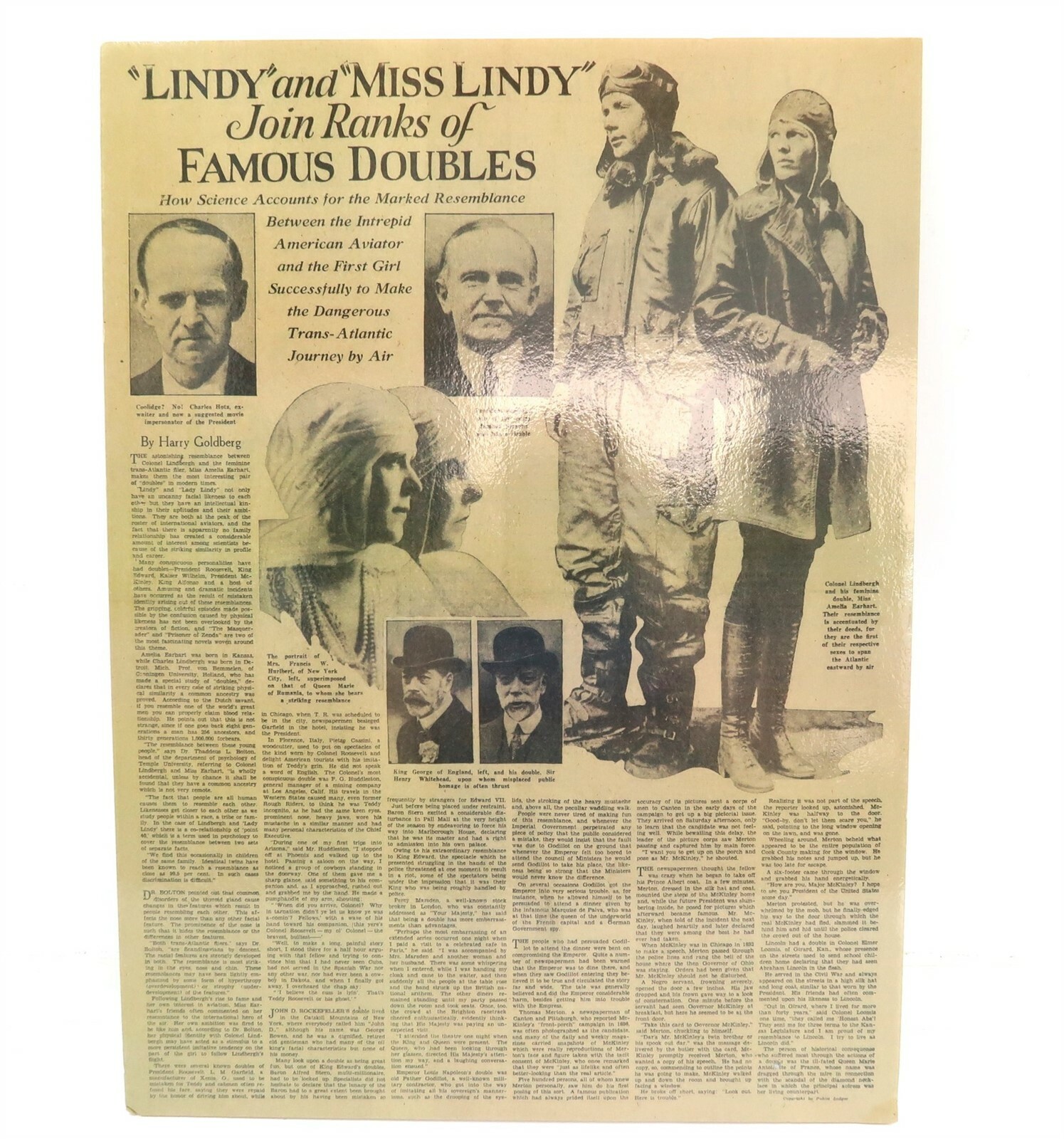Lindy and Miss Lindy 16 x 21 Newspaper (?) Poster reprint on Foam Core Board