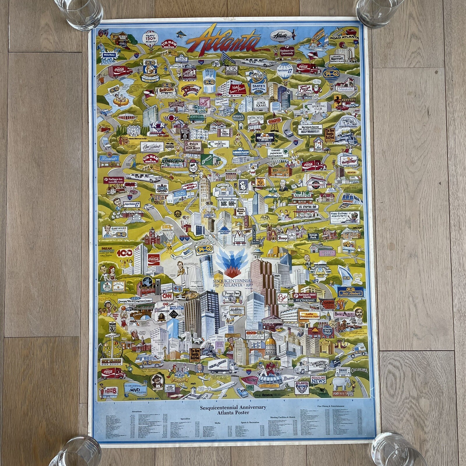 Vintage Atlanta Sesquicentennial Anniversary Poster 24 x 35.5 in City Event Prin