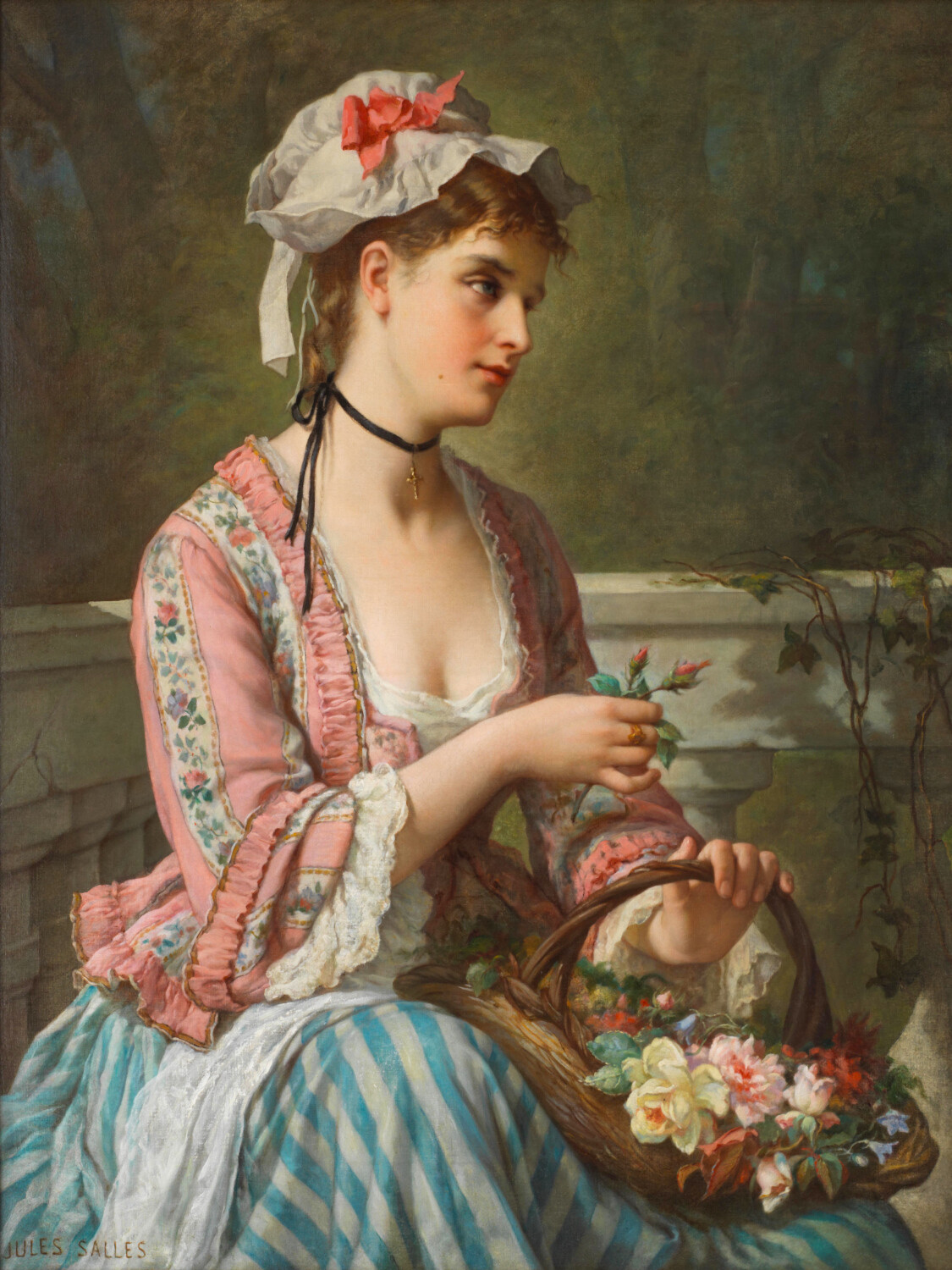 The Flower Seller Jules Salles-Wagner 1800s Rome Painting Poster Art Print