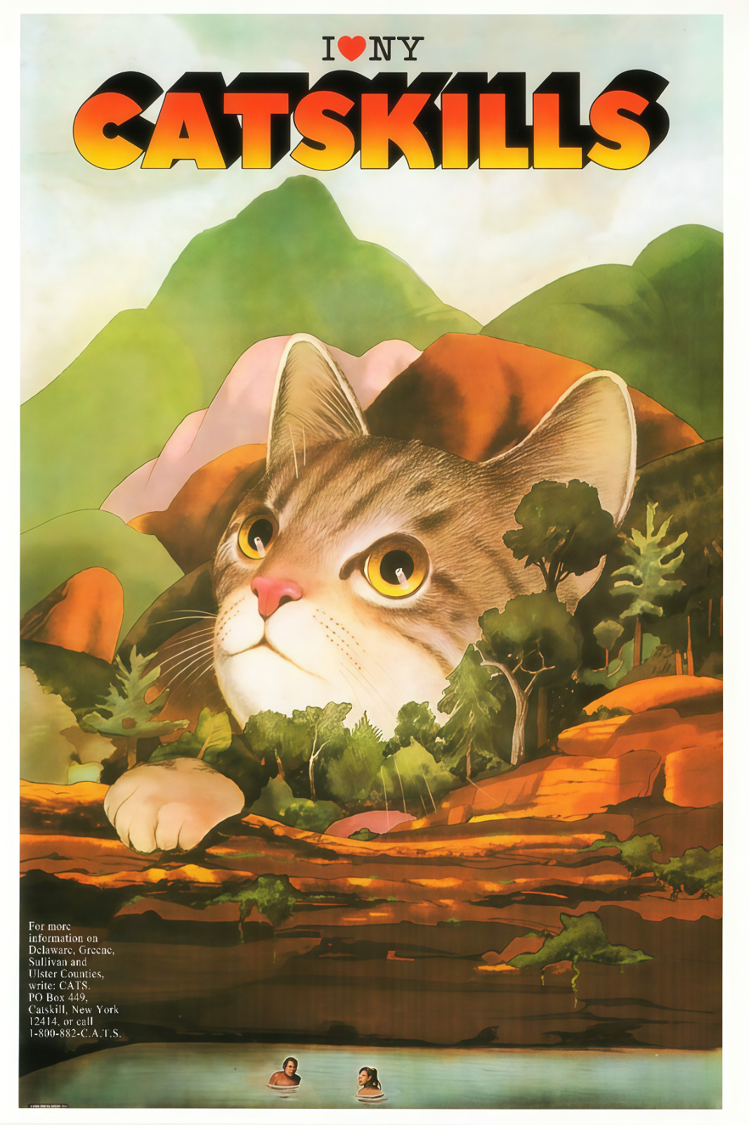 Cat in the Catskills by Milton Glaser I Love New York Poster Home Decor