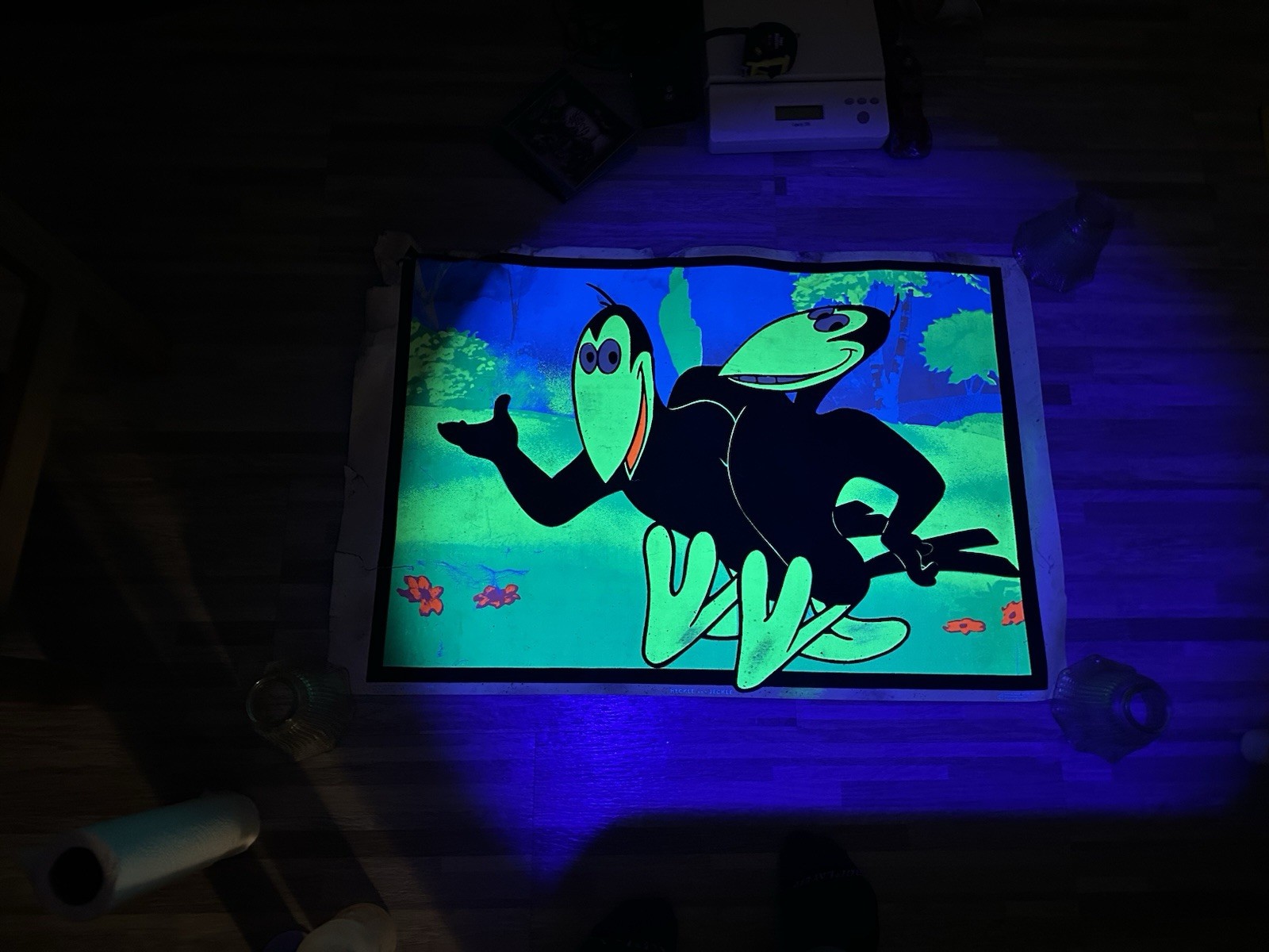Heckle & Jeckle Blacklight Poster 1976 Terrytoons Dargis Associates