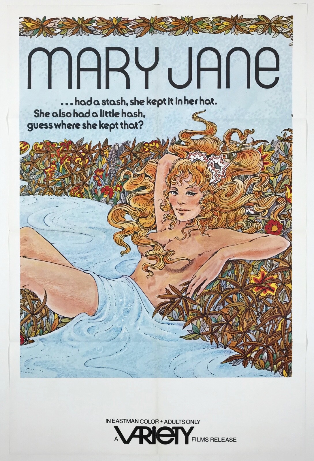 Mary Jane Movie Original 1972 Vintage X Rated Cinema Used Poster 27″ by 41″