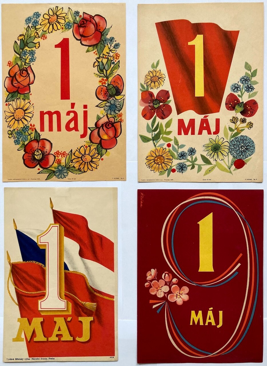 Original Vintage Posters Leaflets – 1st MAY – COMMUNISM – CZECHOSLOVAKIA – 1950s