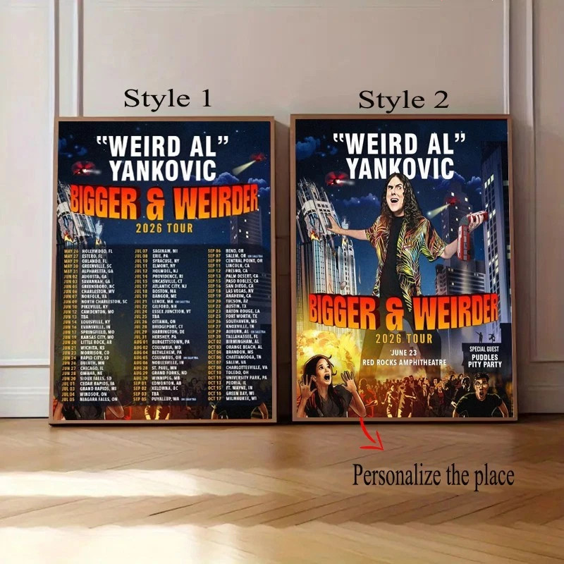Weird Al Yankovic Bigger & Weirder 2026 Tour Poster Custom date & city Poster