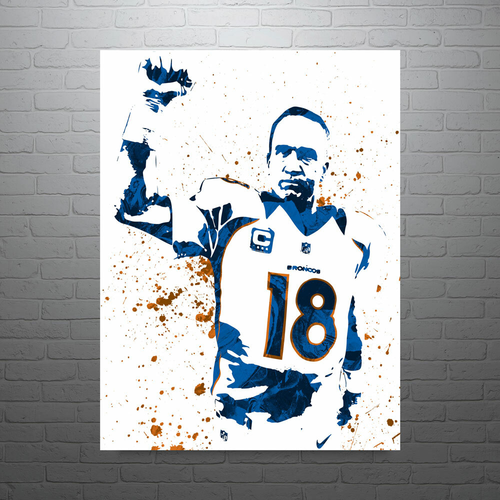 Peyton Manning Denver Broncos Wall Art Football Poster Man Cave Decor Gift