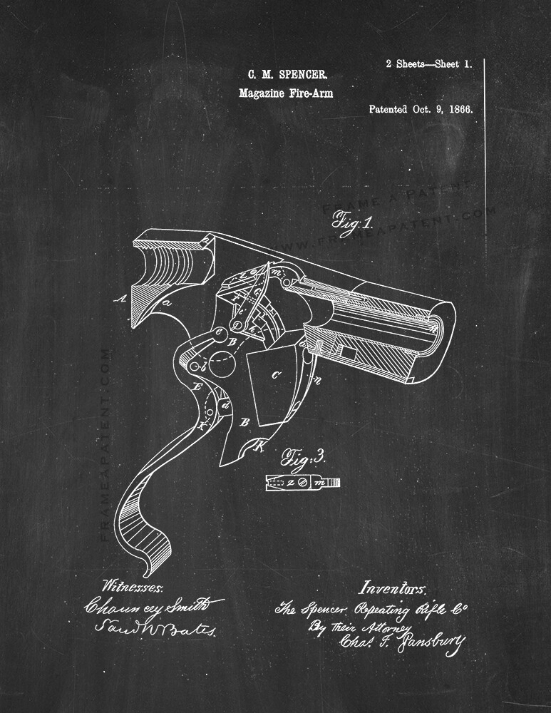 Magazine Firearm Patent Print Chalkboard