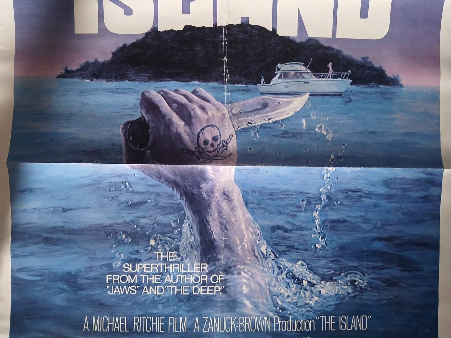 *🗡* THE ISLAND Original Folded 27×41″ Poster 1980 Peter Benchley Michael Caine