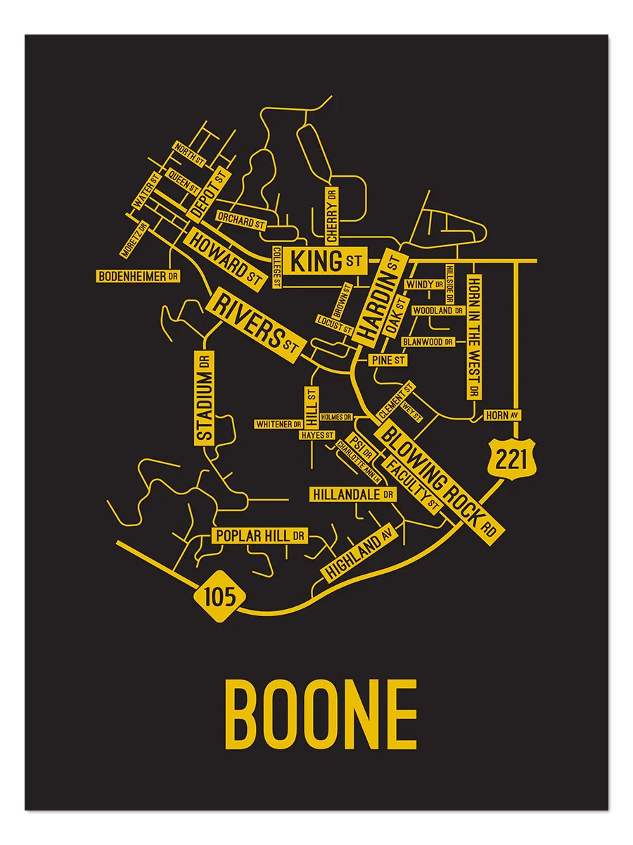 Boone, North Carolina Street Map Poster Photo Wall Art 13 x 19 inch