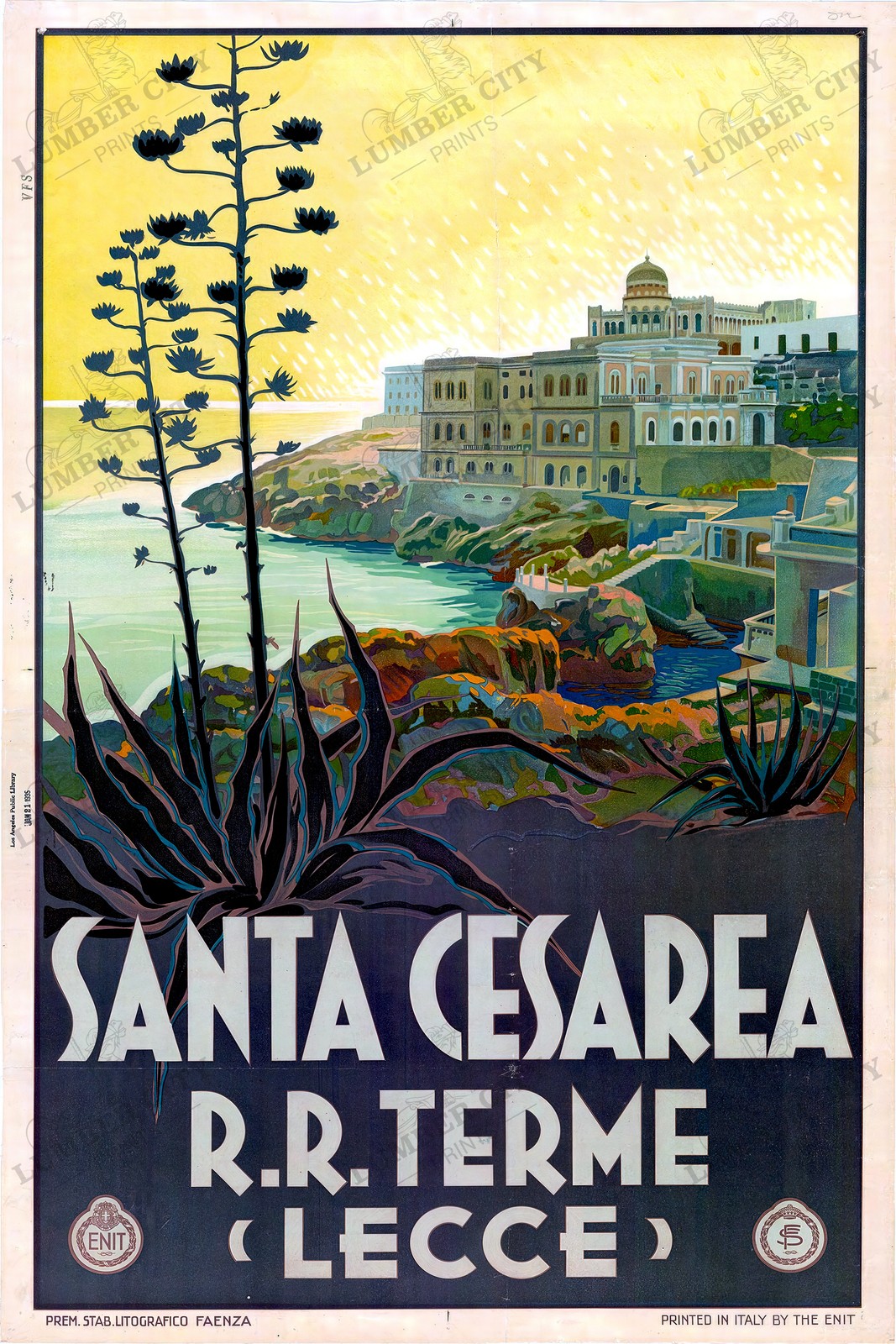 Santa Cesarea Terme Lecce Italy c. 1935 Travel Poster Wall Art Print Retro