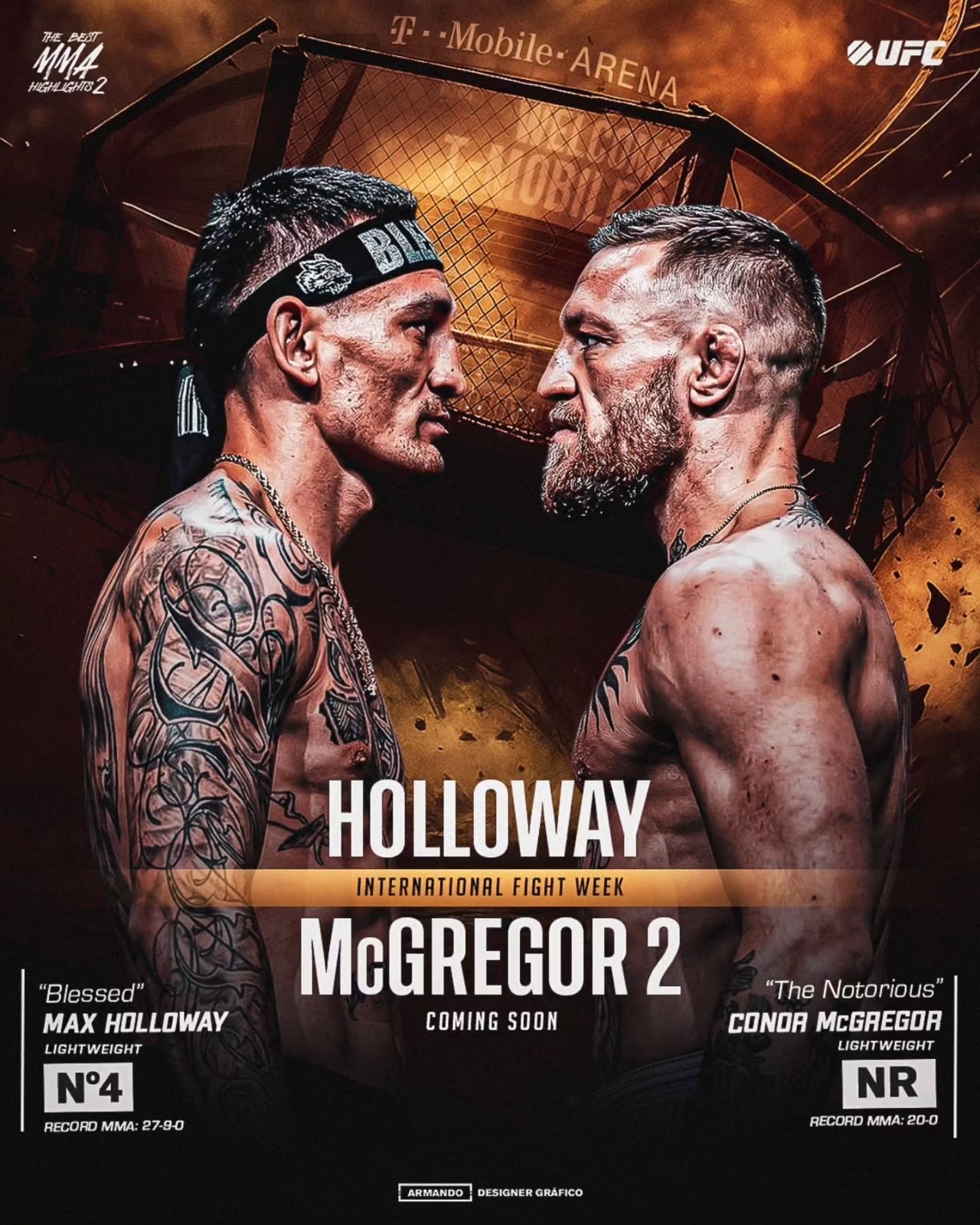 UFC 329 McGregor vs Holloway Fight Night MMA Poster Set