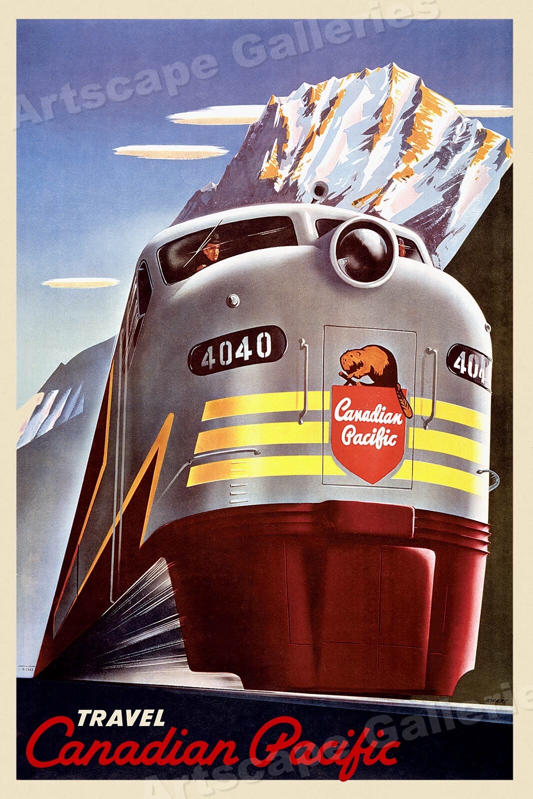 1950 Travel Canadian Pacific Vintage Style Travel by Train Poster – 24×36