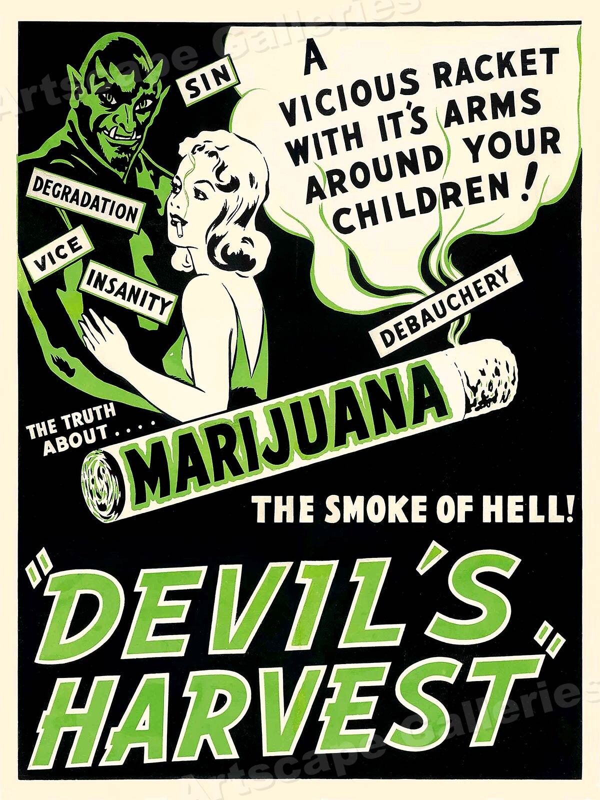 1942 “Devil’s Harvest” Vintage Marijuana Movie Poster – 18×24