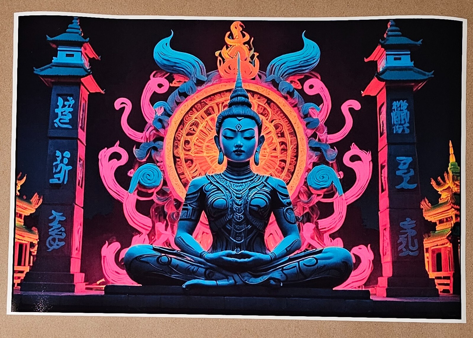 Neon Buddha Poster 12″ x 18″ Thailand Asian Oriental – High Qualty Print – Gift