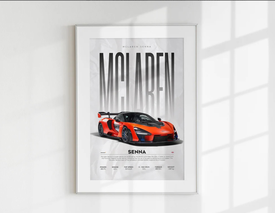 Mclaren Senna Poster | Hyper Car Poster | Super Car Print |