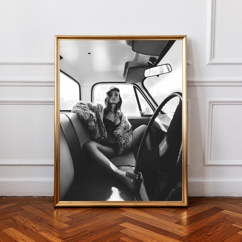 Black And White Retro Car Photo Poster Fashion Wall Art
