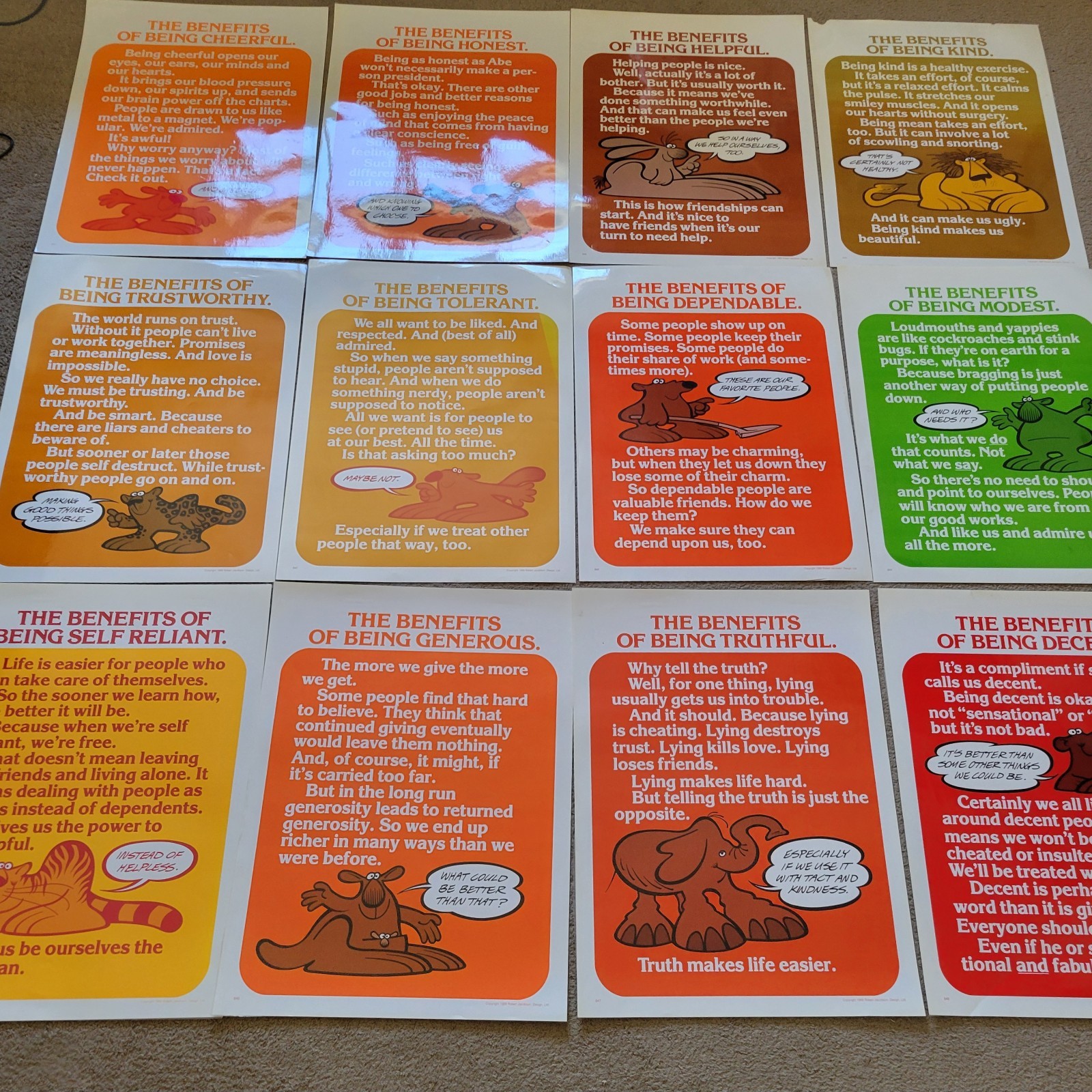 Set Of 12 Robert Jacobson Posters 1989 The Beneffits Of Being… 25x19in
