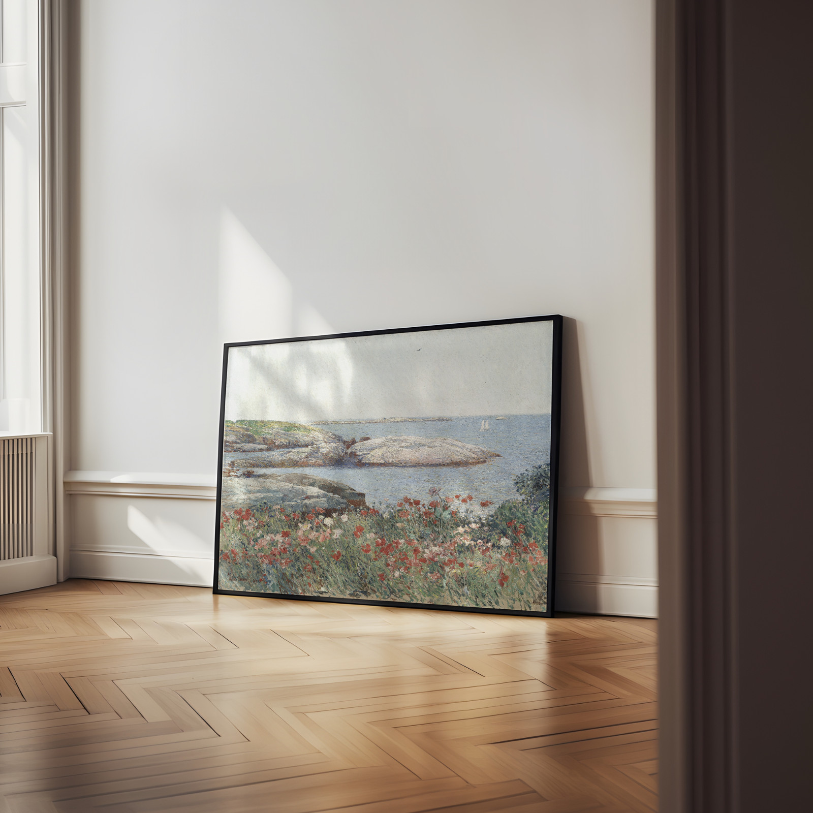 Coastal Wildflower Shoreline Poster – Seascape Wall Art -16×12/20×16/24×18/36×24