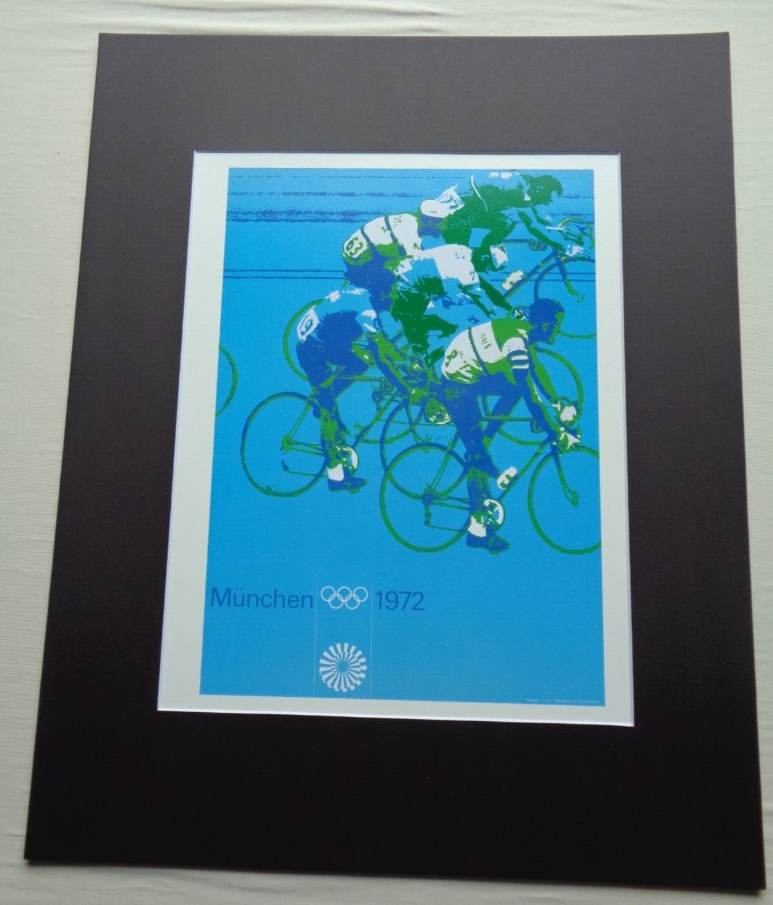 Otl Aicher Munich 1972 Olympics Cycling Bicycle Race Poster Art Print Matted GER