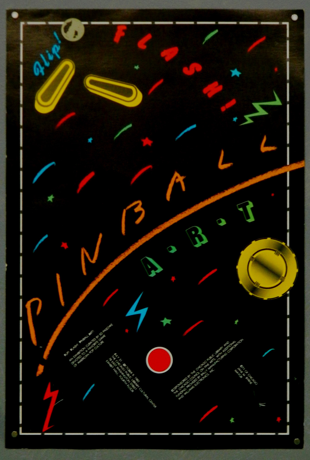“Pinball Art” Exhibition Poster 1982 Curated by Ed Paschke Chicago Cultural Ctr.
