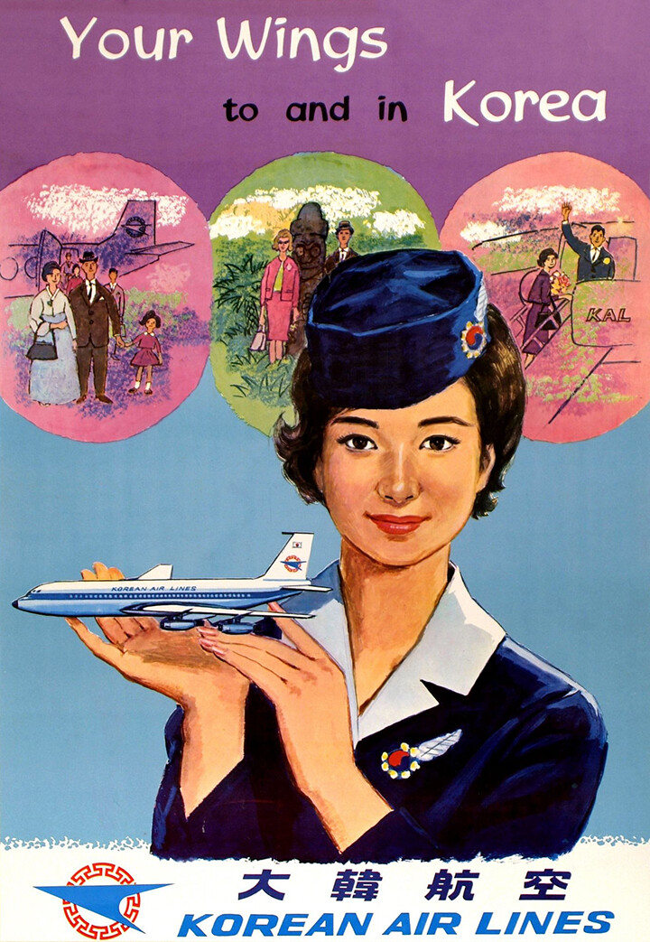 Korean Airlines Vintage Travel Poster