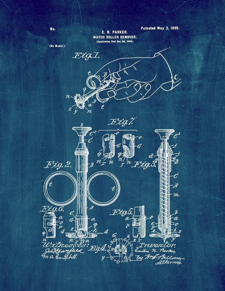 Watch Roller Remover Patent Print Midnight