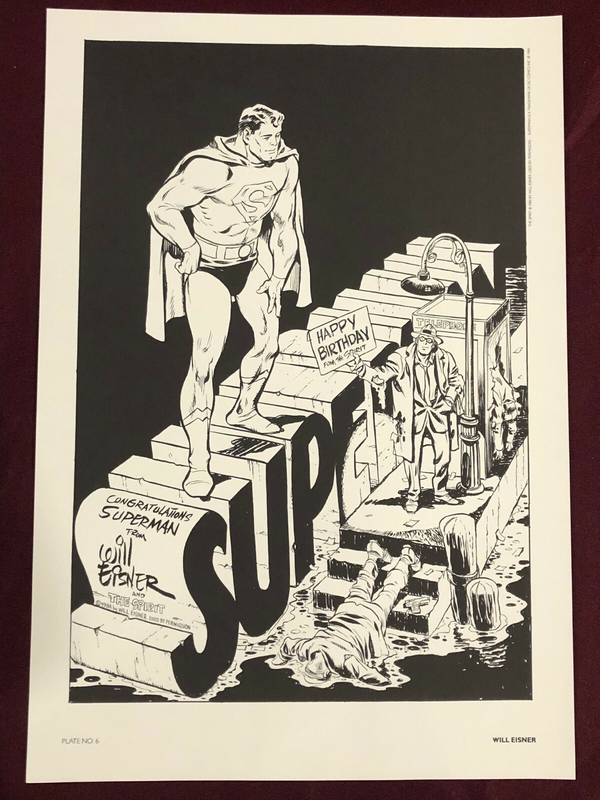 SUPERMAN WILL EISNER POSTER 10X15″ NMSHPPDFLAT 1984 VINTAGE PRINT