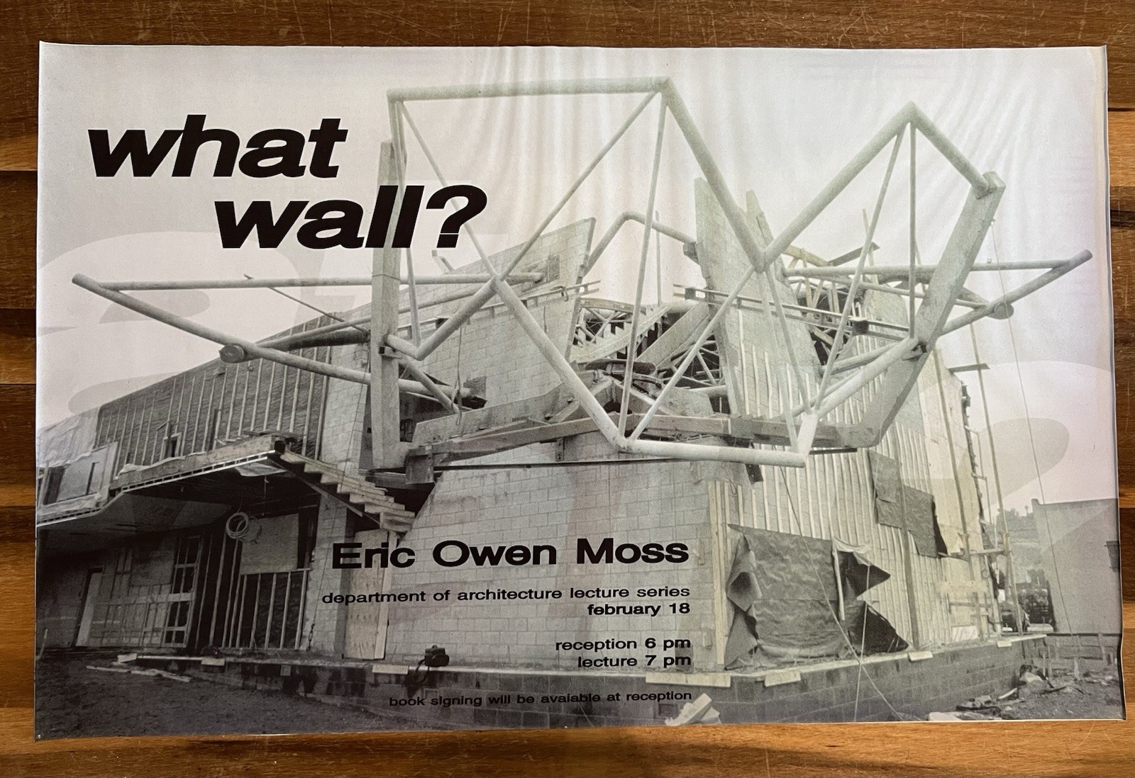 ERIC OWEN MOSS What Wall? School Architecture Lecture Large Rare VINTAGE POSTER
