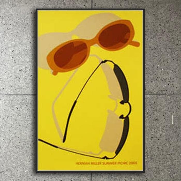 Herman Miller Silkscreen Art Poster Summer Picnic 2005 Framed Wall Decor
