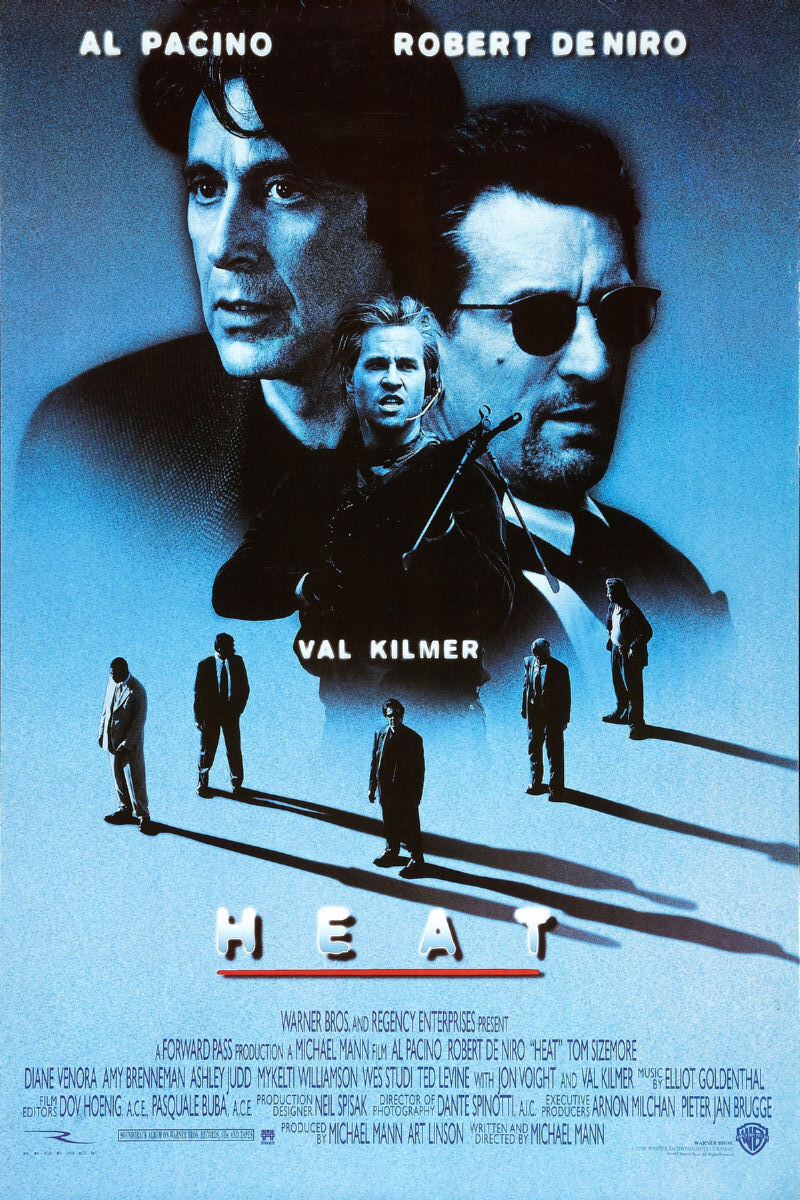 Heat Movie Poster 24×36 Pacino De Niro Blue/Shadows USA SELLER