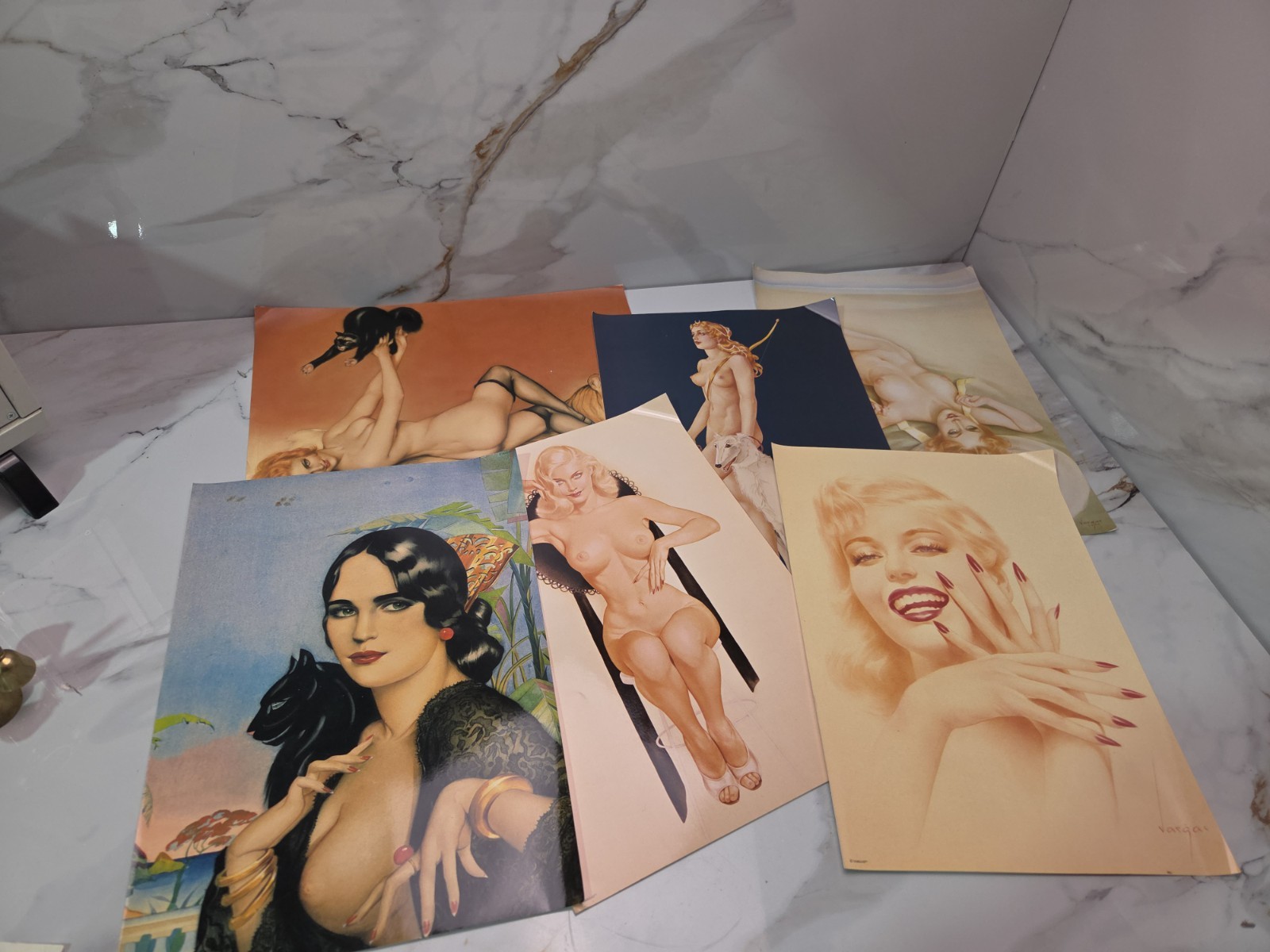 Lot Of 6 1950’s Alberto Vargas Pin-Up Poster Art Print 12×17