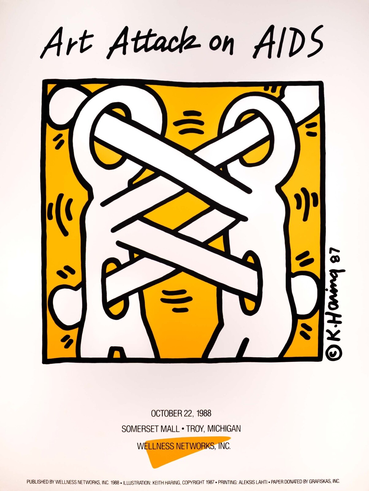 Keith Haring Art Attack on Aids Contemporary Urban Art Lithographic Poster 1988