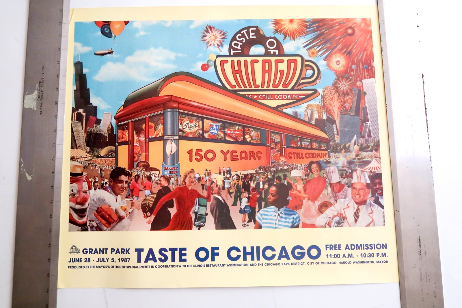 Vintage 1987 Taste of Chicago Original Festival Poster 150th Anniversary Craig