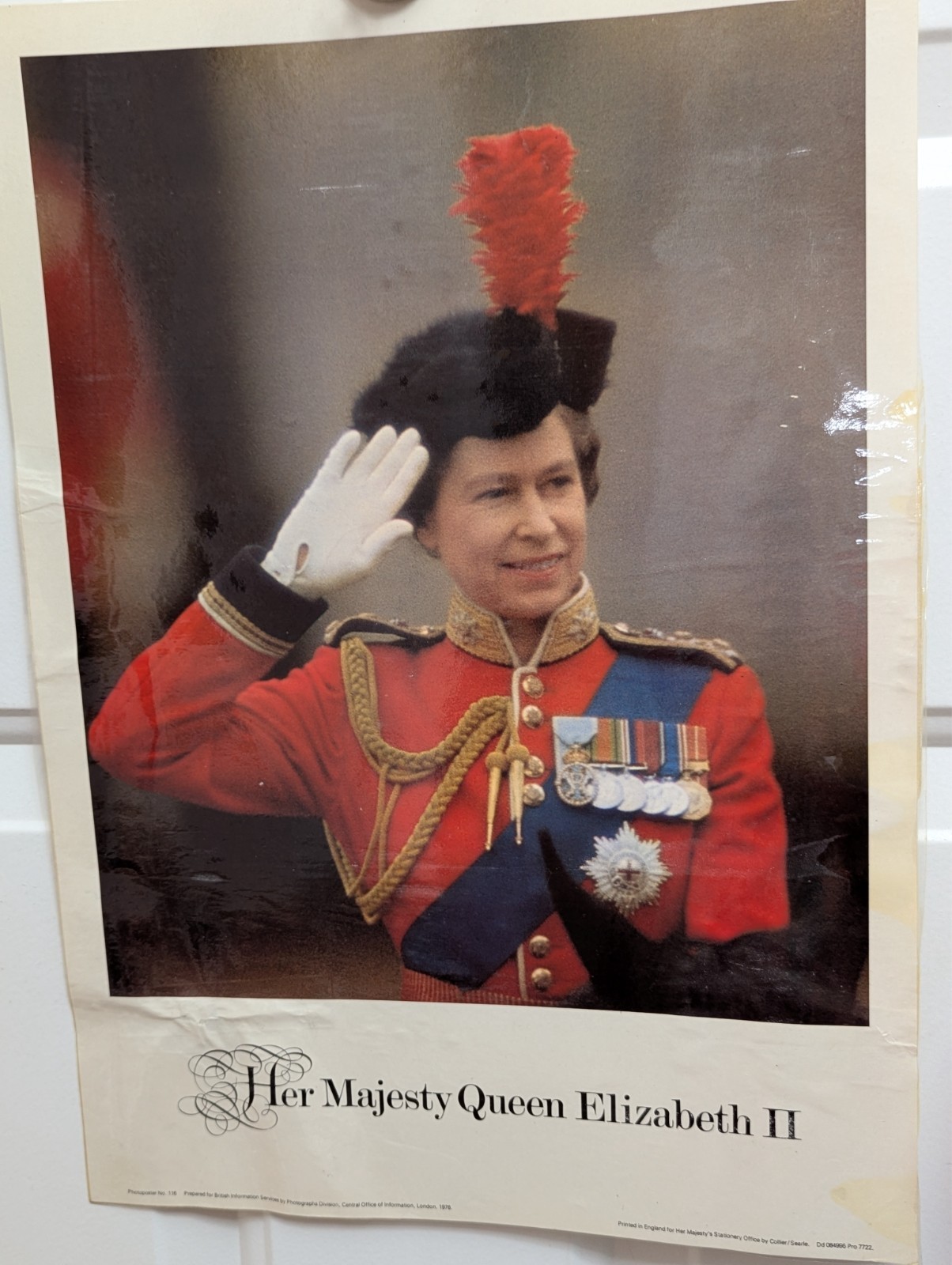 Queen Elizabeth II photo – Trooping of the Colour – laminated 1976