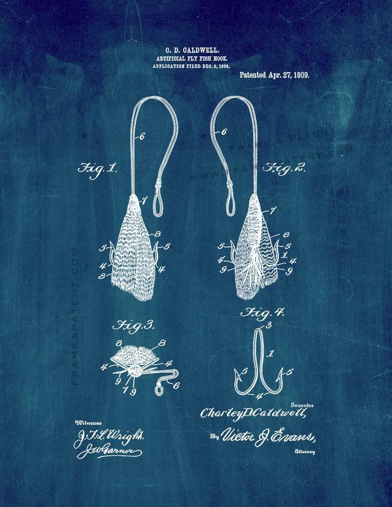 Artificial-fly Fish-hook Patent Print Midnight