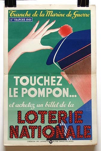 Original 1939 French Advertising Poster – Loterie Nationale Marine de Guerre