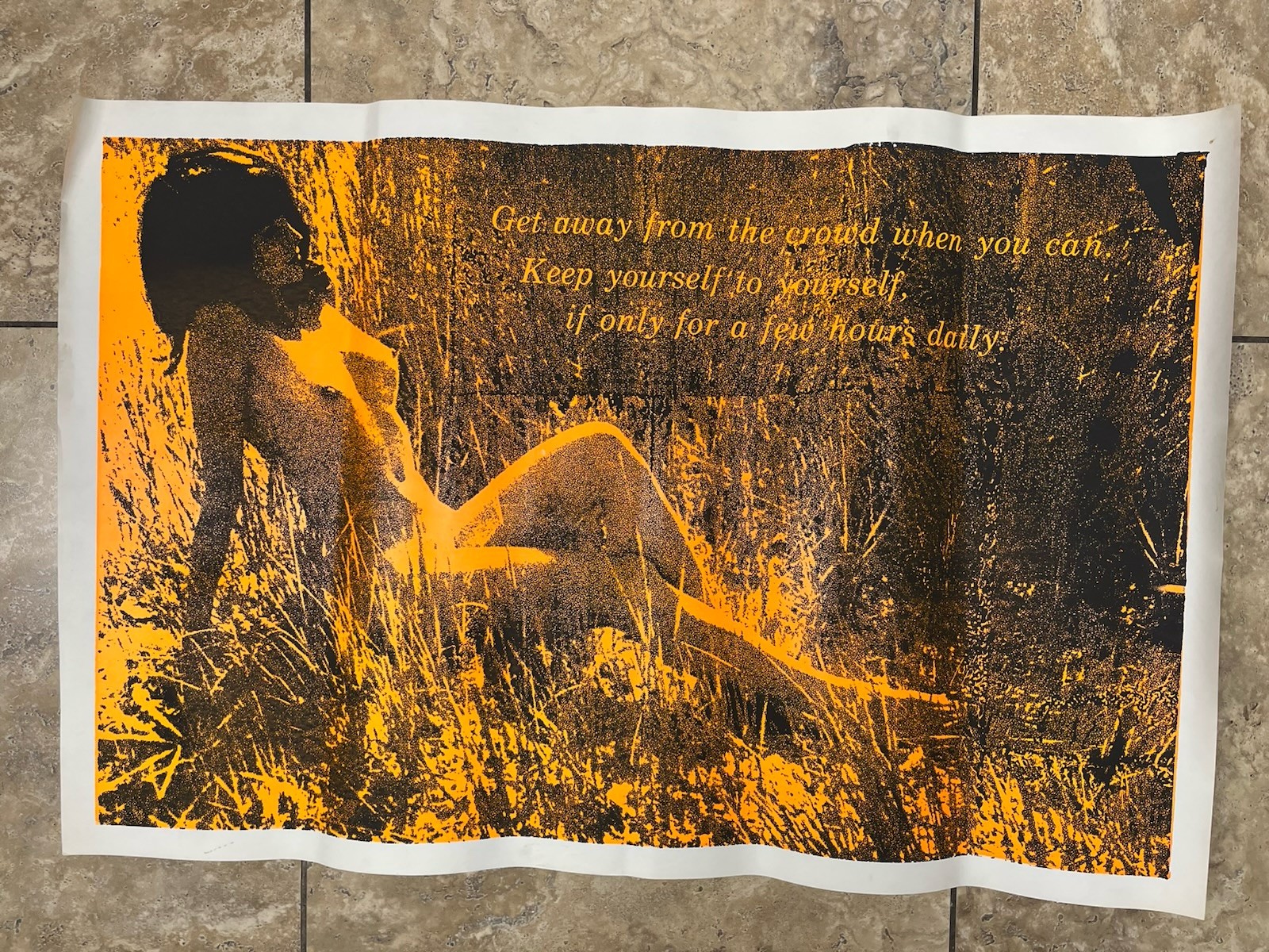 1970’s GET AWAY Sexy Woman Relax Hippie Black Light 23″ x 35″ Poster READ