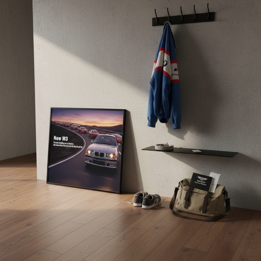 BMW M3 E36 Poster – Retro 90s Performance Car Wall Art Classic German Print