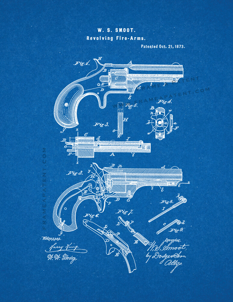 Revolving Firearm Patent Print Blueprint