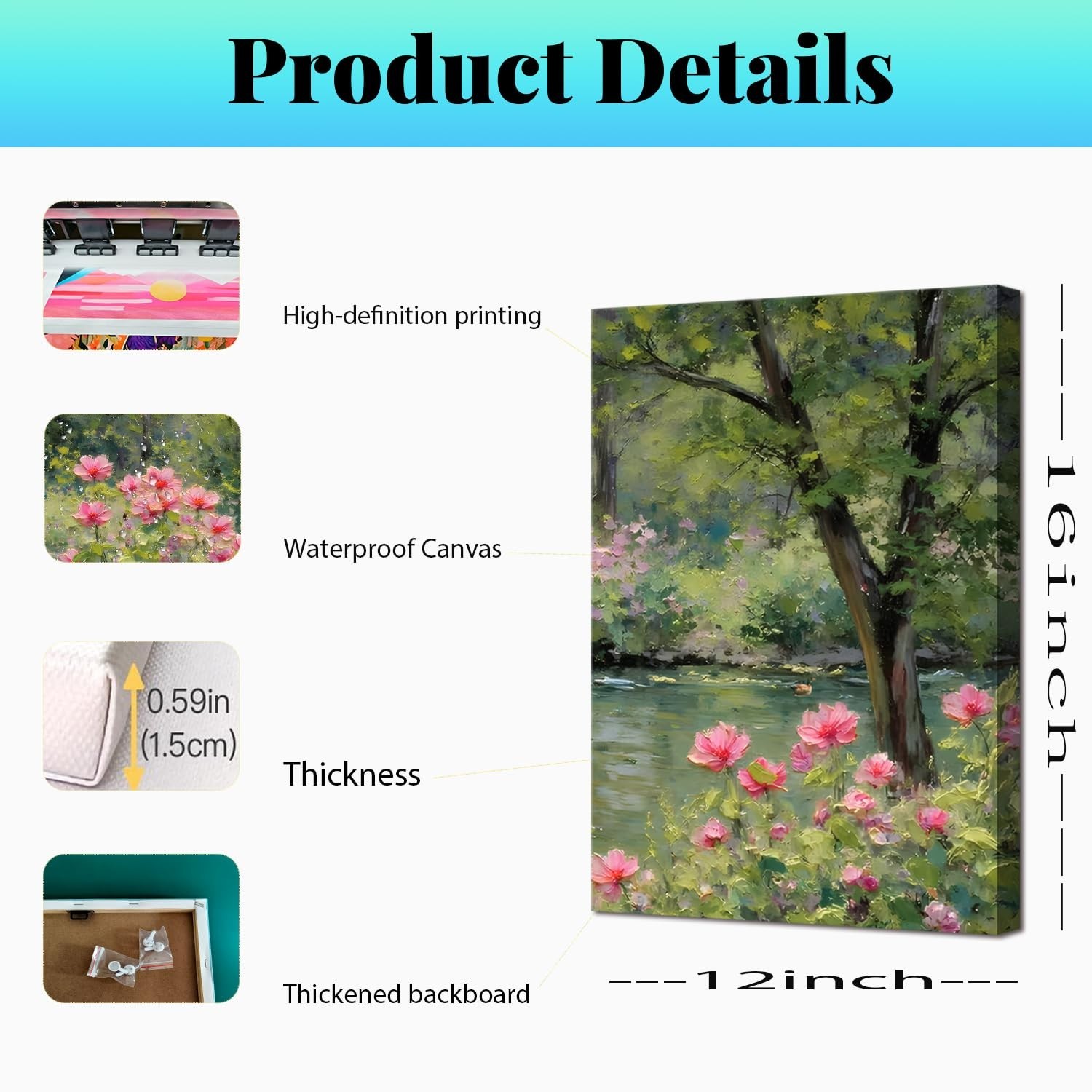 Monet Canvas Wall Art Set of 3 Impressionist Floral Garden Paintings Wall Dec…